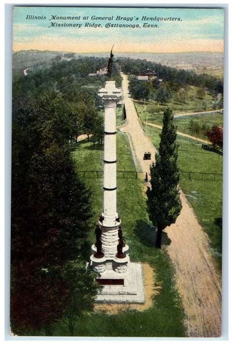 Illinois Monument General Bragg's Headquarters  Missionary Ridge TN Postcard