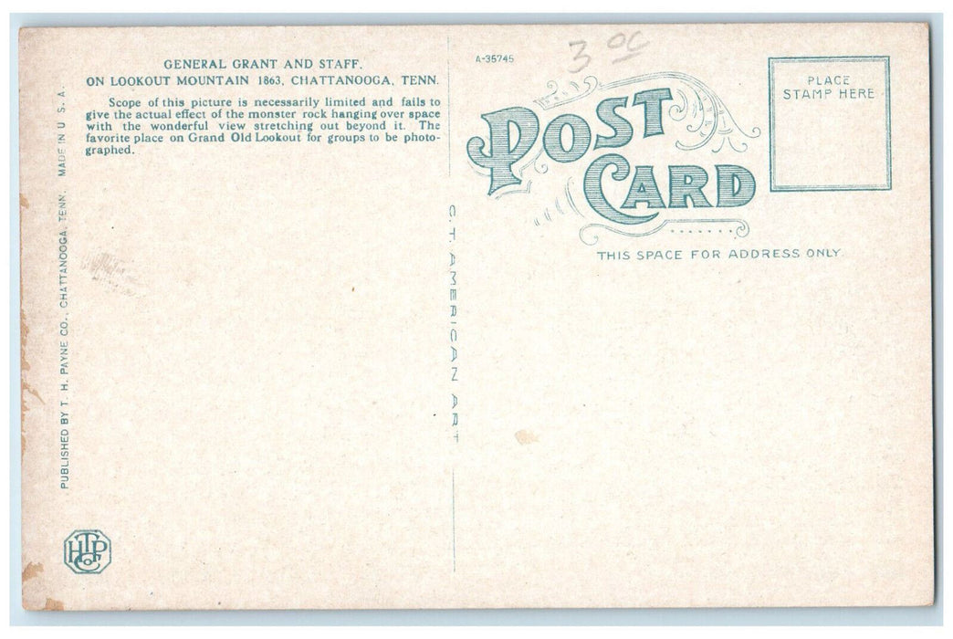 General Grant And Staff On Lookout Mountain Chattanooga Tennessee TN Postcard