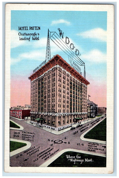 Hotel Patten Chattanooga's Leading Hotel Street View Maps Tennessee TN Postcard