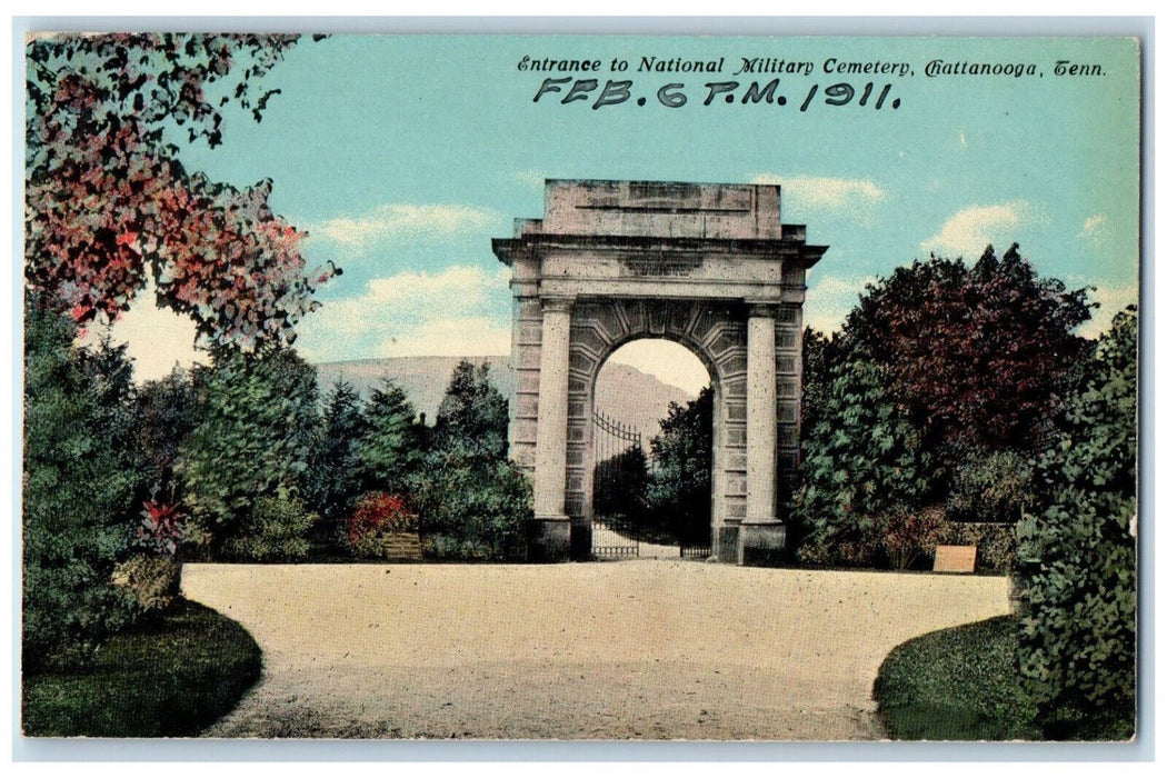 1911 Entrance To National Military Cemetery Chattanooga Tennessee TN Postcard