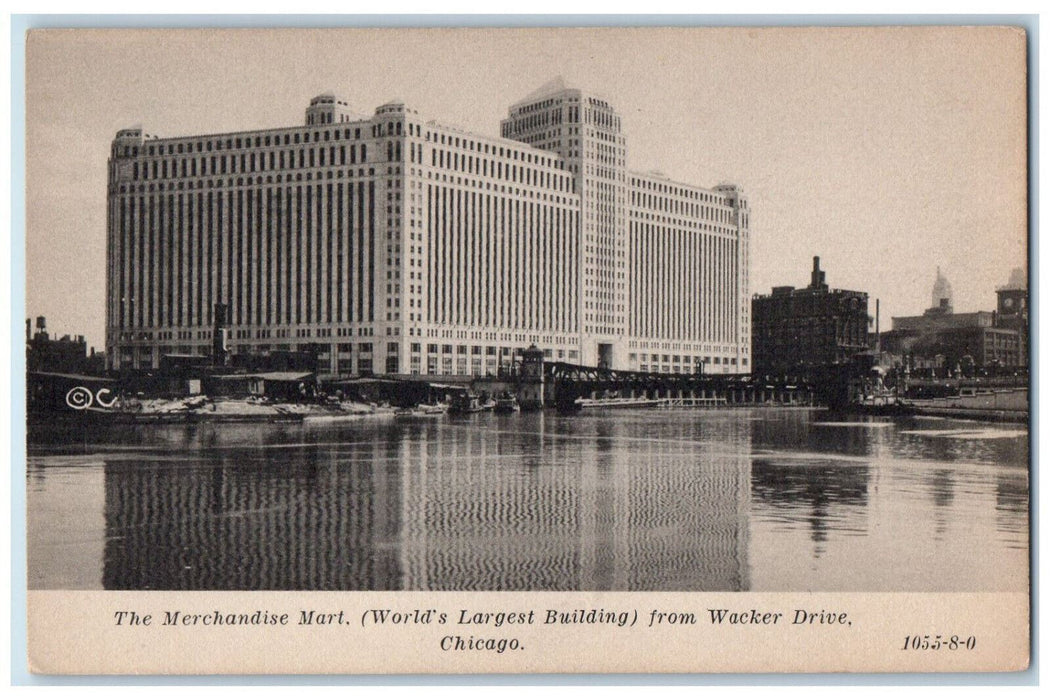 The Merchandise Mart From Wacker Drive Chicago Illinois IL Vintage Postcard