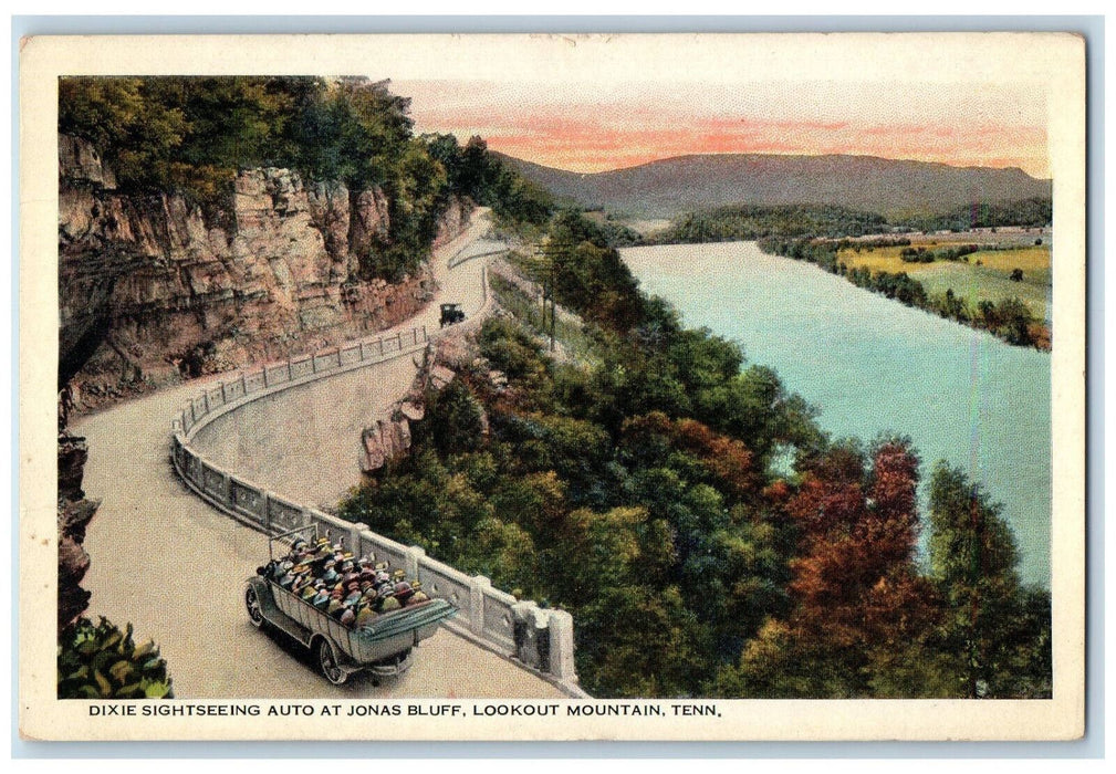 Dixie Sightseeing Auto At Jonas Bluff Lookout Mountain Tennessee TN Postcard