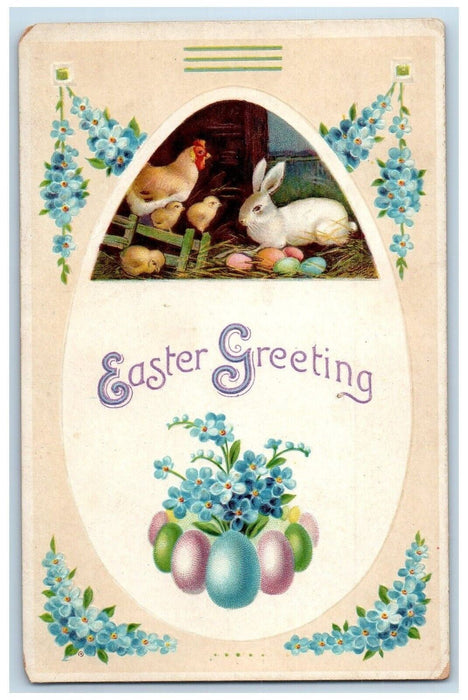 1913 Easter Greetings Eggs Pansies Flowers Embossed Clapsaddle Embossed Postcard