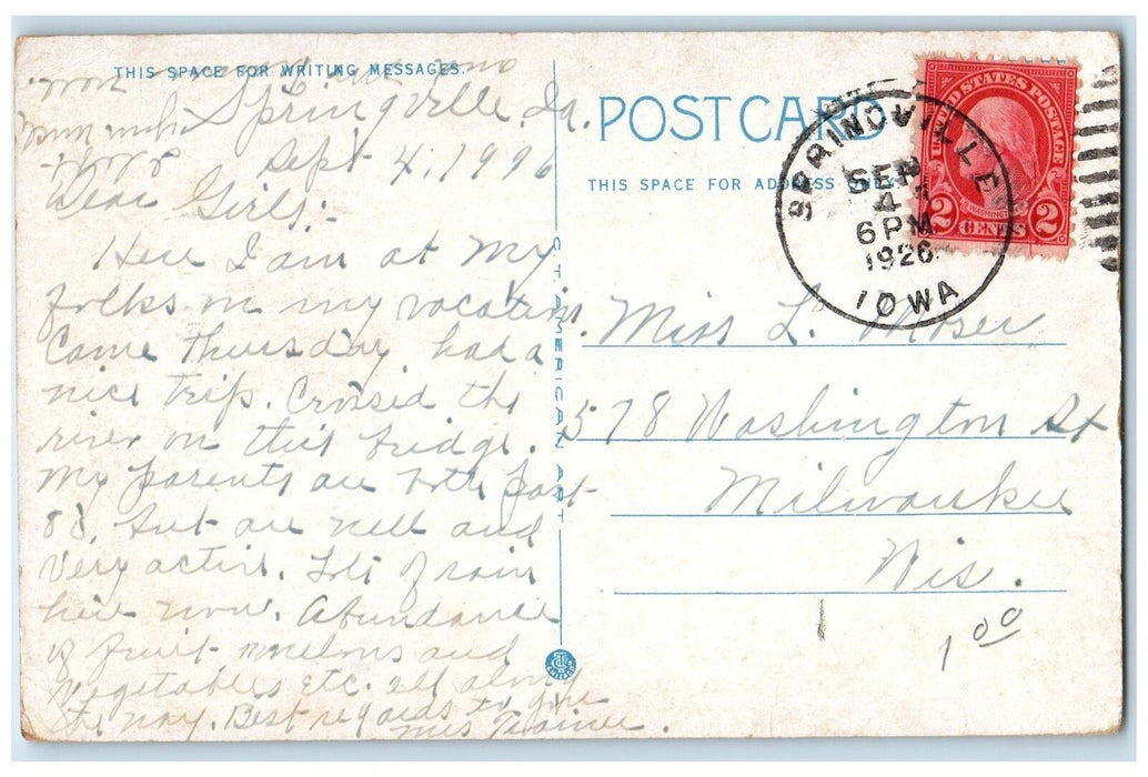 1926 Eastern Gateway To Western Hospitality Bridge River Clinton IA Postcard