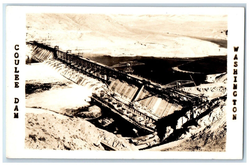 c1930's  Coulee Dam Birds Eye View Washington WA RPPC Photo Unposted Postcard