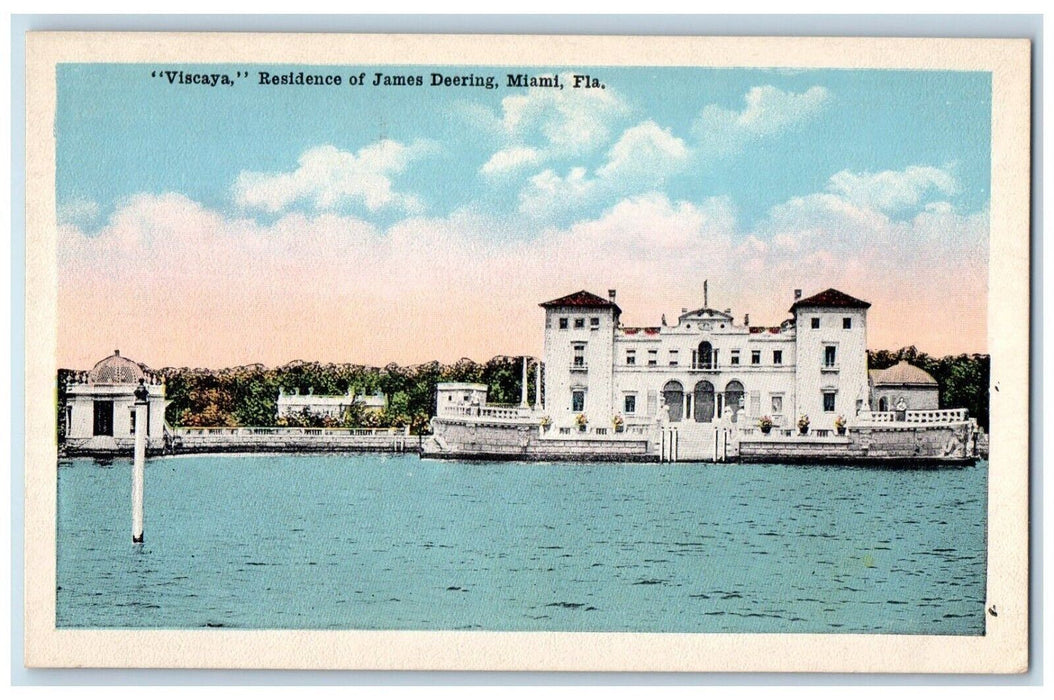 c1910 Viscaya Overlooking Lake Residence James Deering Miami Florida FL Postcard