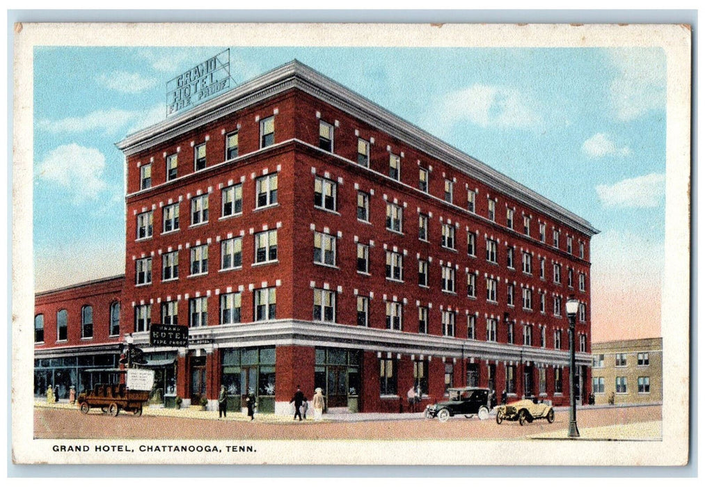 Grand Hotel Fireproof Building Cars Street Chattanooga Tennessee TN Postcard
