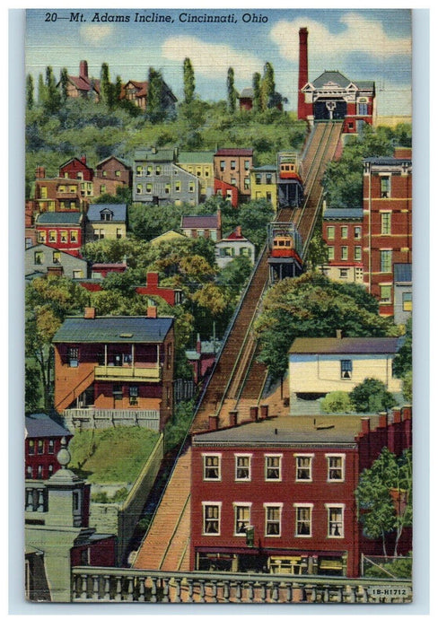 1944 View Of Mt. Adams Incline Cincinnati Ohio OH Posted Vintage Postcard