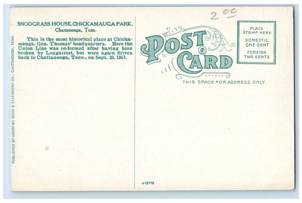 Snodgrass House Chickamauga Park Chattanooga Tennessee TN Vintage Postcard