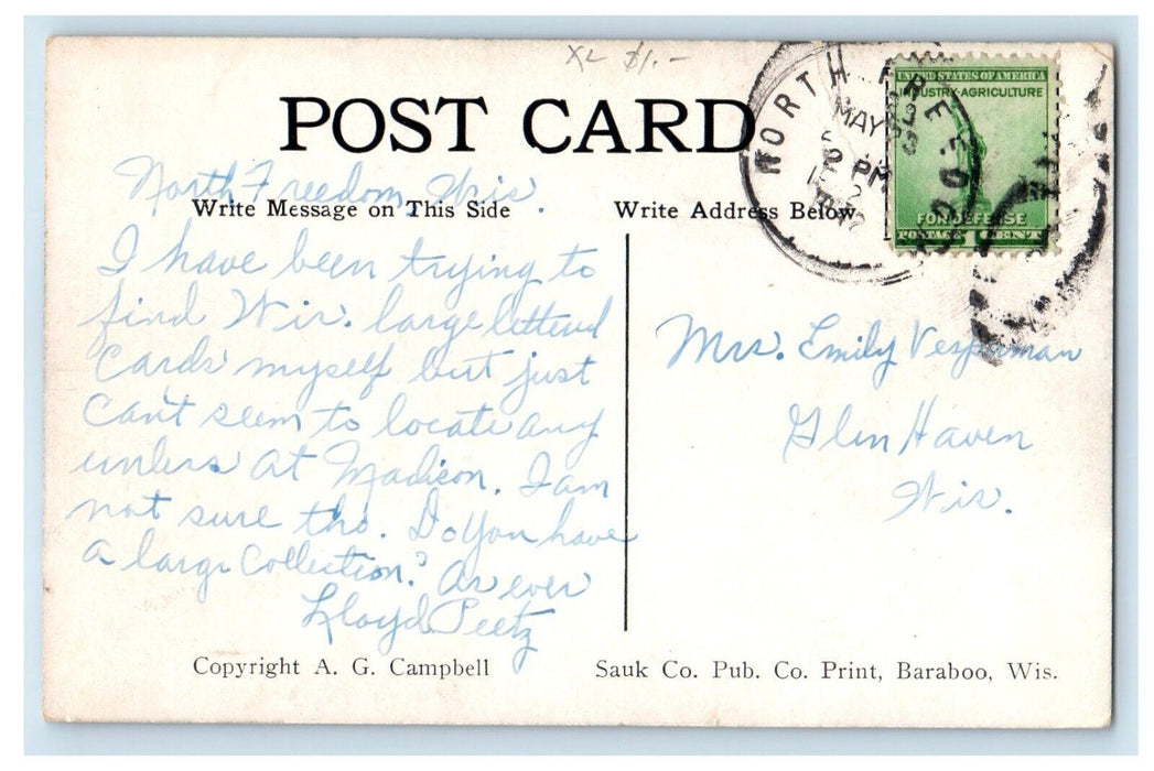 c1910's Chicago & Northwestern Railway Depot Baraboo Wisconsin WI Postcard