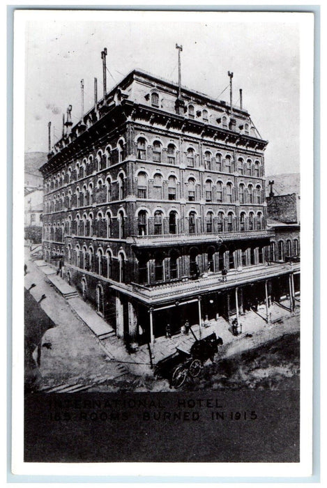 c1940's International Hotel Horse Wagon Virginia City NV RPPC Photo Postcard