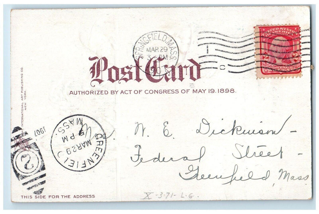 1907 Easter Wishes Rooster Chicken Hen Rabbit Basket Eggs Clapsaddle Postcard
