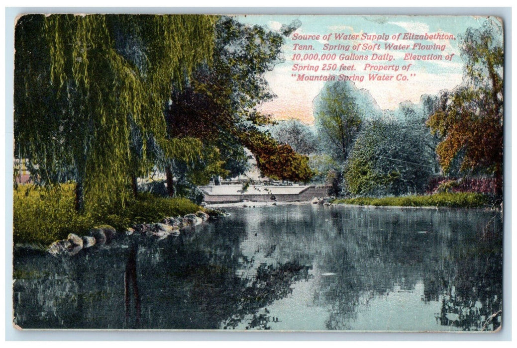 View Of Source Of Water Supply Of Elizabethton Tennessee TN Antique Postcard