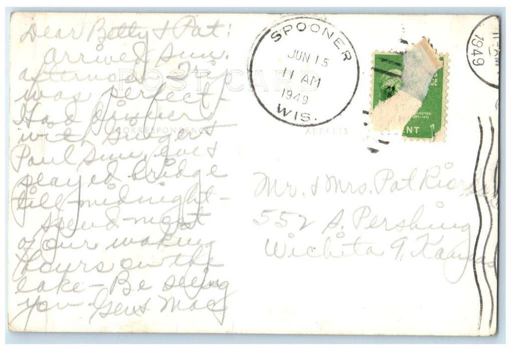 1949 Landing Koch's Resort Boat Lake Spooner Wisconsin WI RPPC Photo Postcard