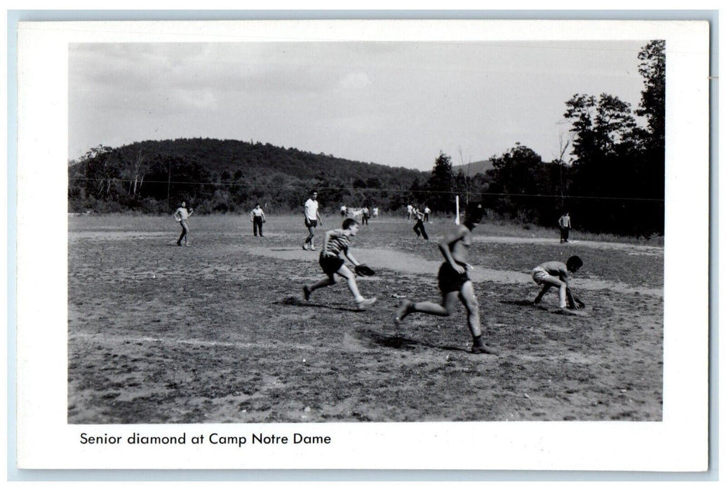 c1940's Lake Rowboats Swimming Camp Notre Dame Spofford NH RPPC Photo Postcard