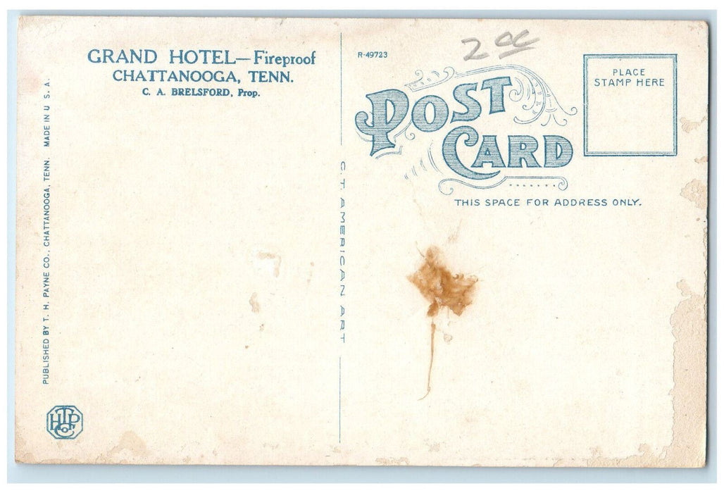 Grand Hotel Fire Proof Building Exterior View Chattanooga Tennessee TN Postcard