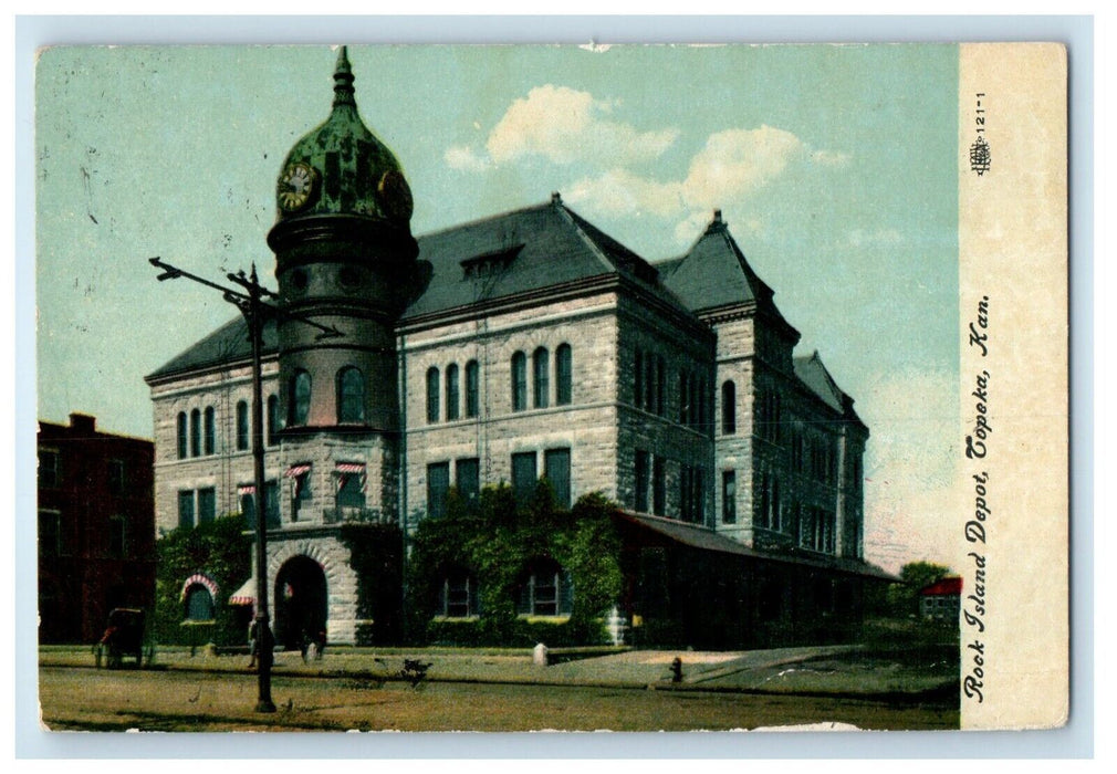 1917 Rock Island Depot Train Station Topeka Kansas KS Posted Antique Postcard