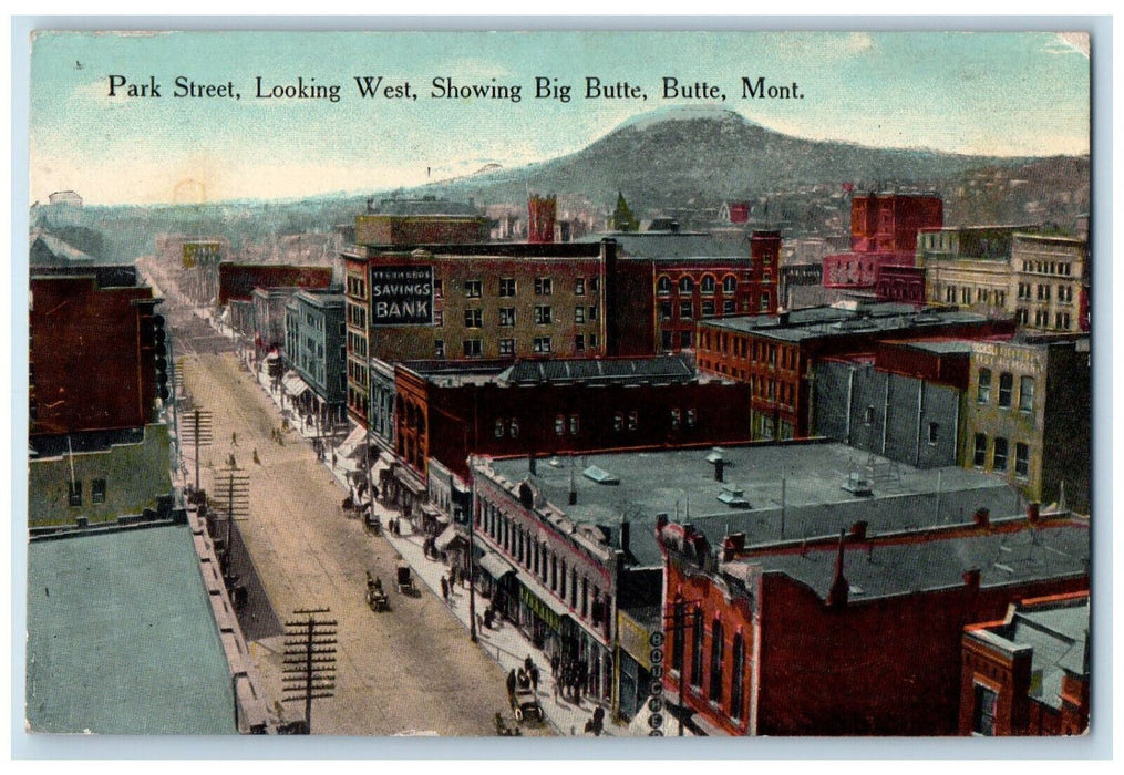 1915 Park Street Looking West Showing Big Butte Montana MT Antique Postcard