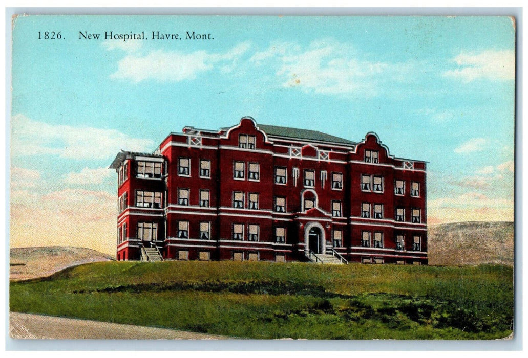 New Hospital Building Panoramic View Havre Montana MT Antique Unposted Postcard