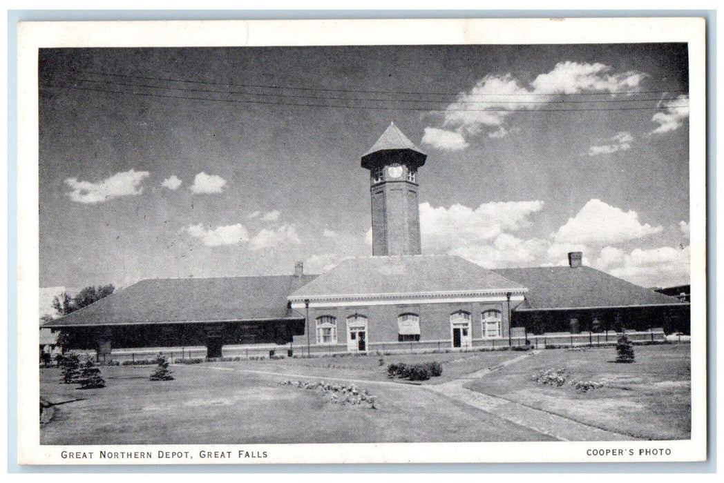 1950 Great Northern Depot Station Front View Great Falls Montana MT  Postcard