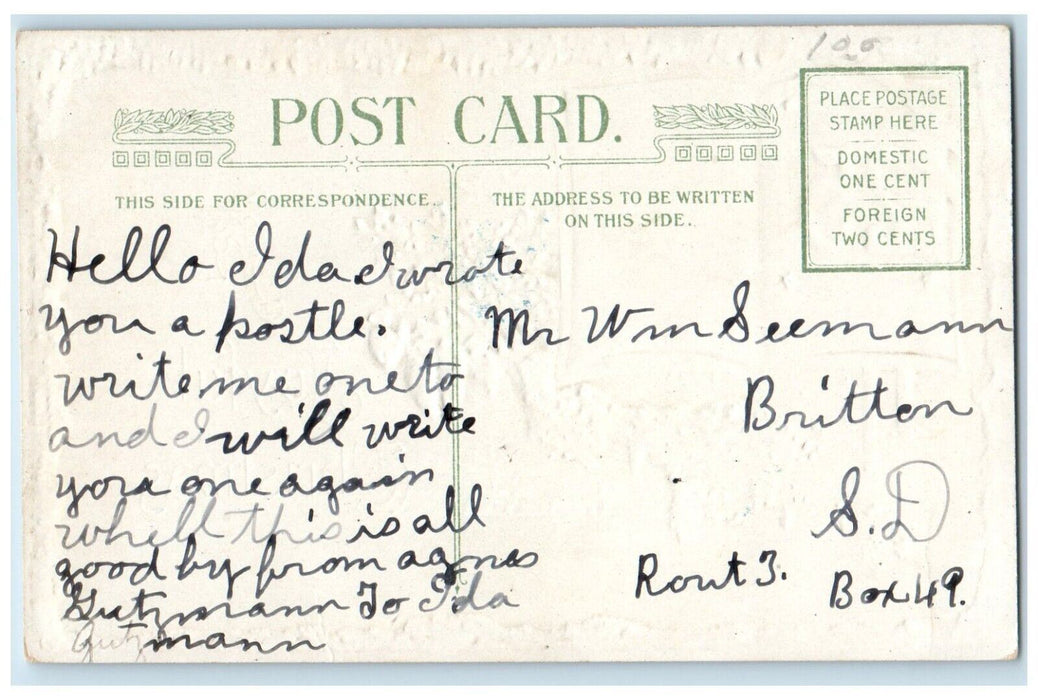 c1910's Christmas John Winsch December 25 Holly Berries Artist Signed Postcard