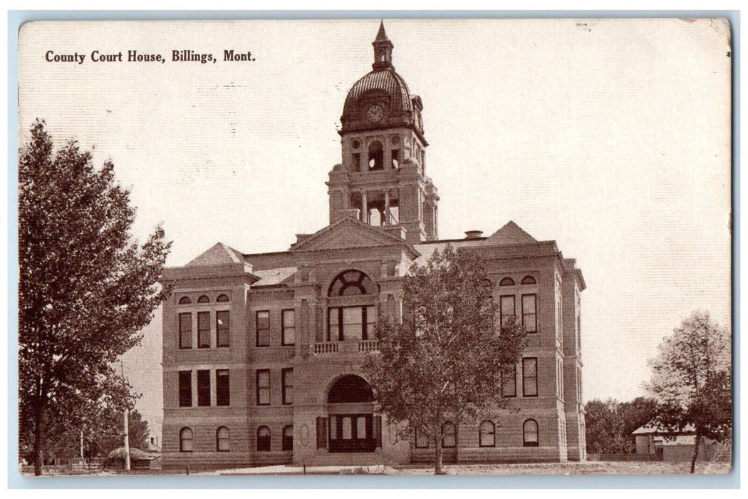 1910 County Court House Front View Billings Montana MT Antique Posted Postcard