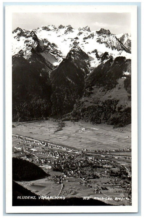 c1930's Birds Eye View Of Bludenz Vorarlberg Austria RPPC Photo Postcard