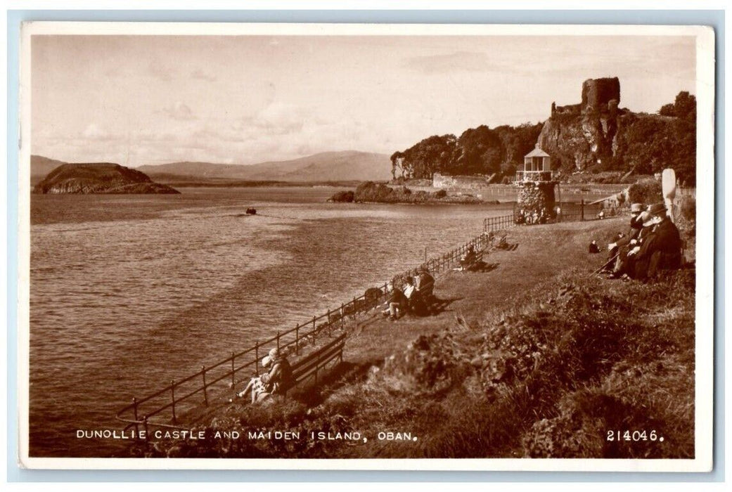 1955 Dunollie Castle Maiden Island View Oban United Kingdom RPPC Photo Postcard