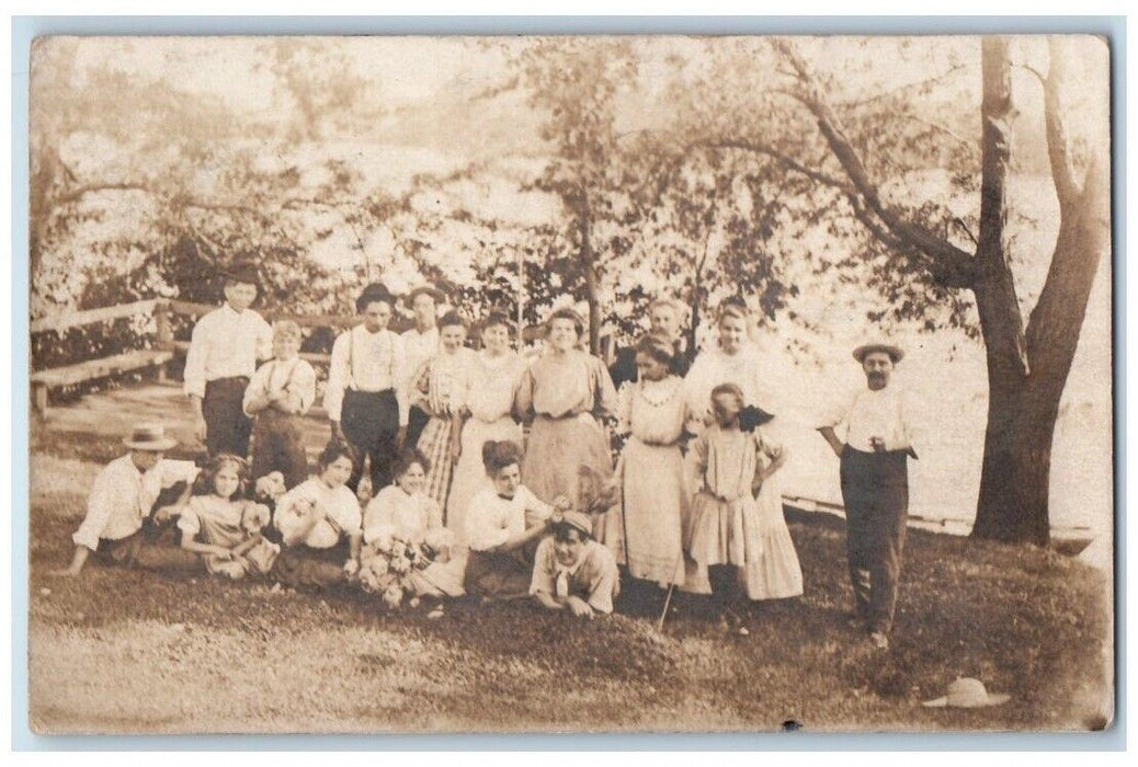 1907 Men Women Children Family View Moline Illinois IL Photo Postcard