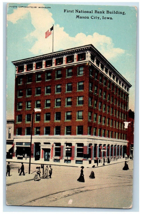 1917 First National Bank Building Mason City Iowa IA Antique Postcard