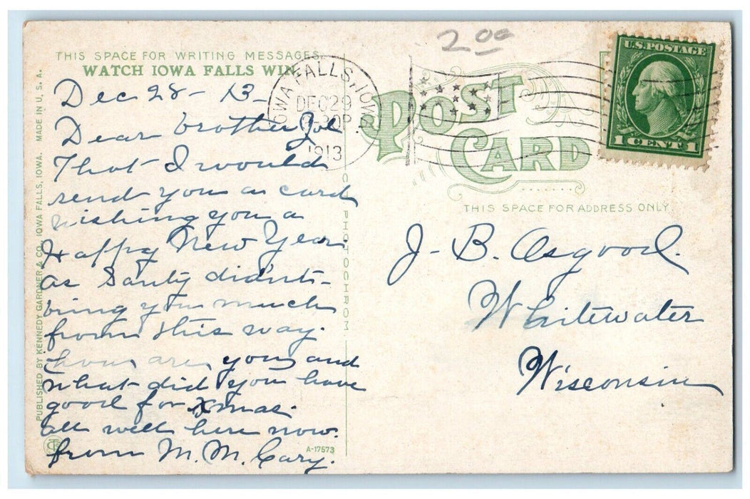 1913 Scene at Chautauqua Bridge Iowa Falls Iowa IA Posted Antique Postcard
