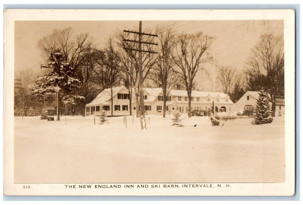 1939 The New England Inn And Ski Barn Winter Intervale NH RPPC Photo Postcard