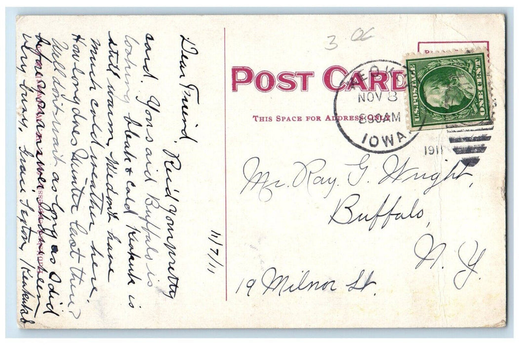 1911 Keokuk High School Building Keokuk Iowa IA Antique Posted Postcard