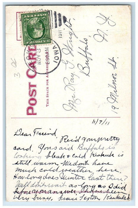 1911 Keokuk High School Building Keokuk Iowa IA Antique Posted Postcard