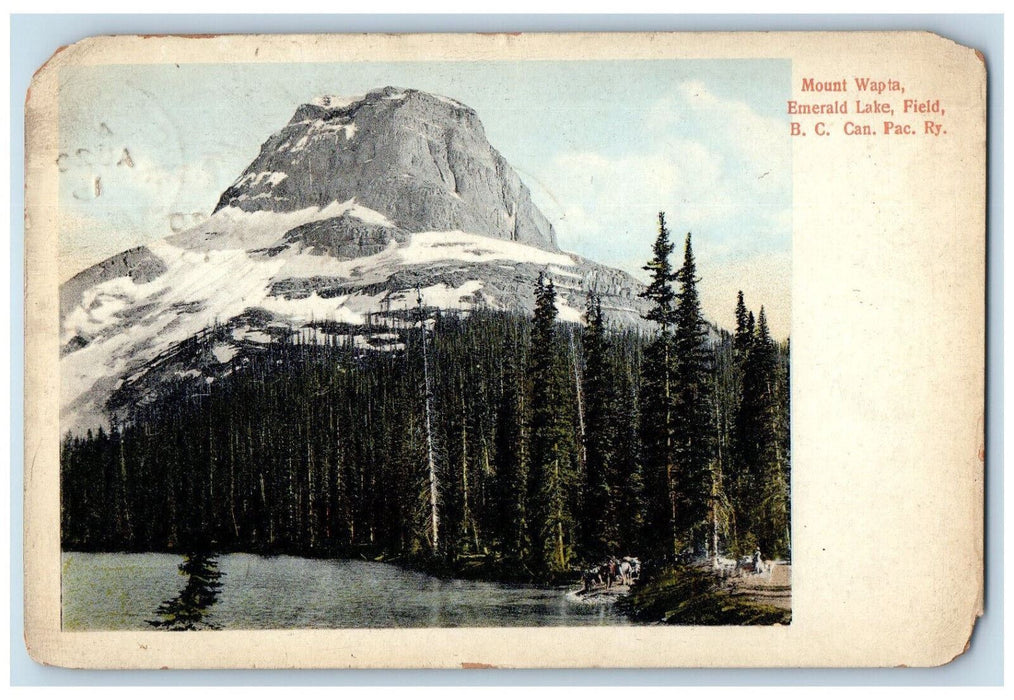 1915 Mount Wapta Emerald Lake Field B.C. Canadian Pacific Railway RPO Postcard