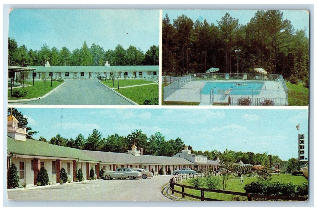 c1950's Motel Emporia Composite View Restaurant Classic Cars Emporia VA Postcard