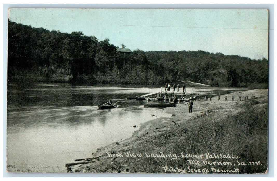 1910 Rock View Landing Lower Palisades Mt. Vernon Iowa IA Antique Postcard