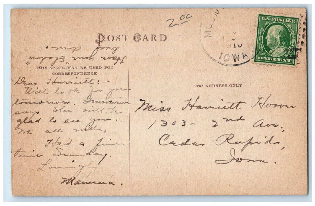 1910 Rock View Landing Lower Palisades Mt. Vernon Iowa IA Antique Postcard