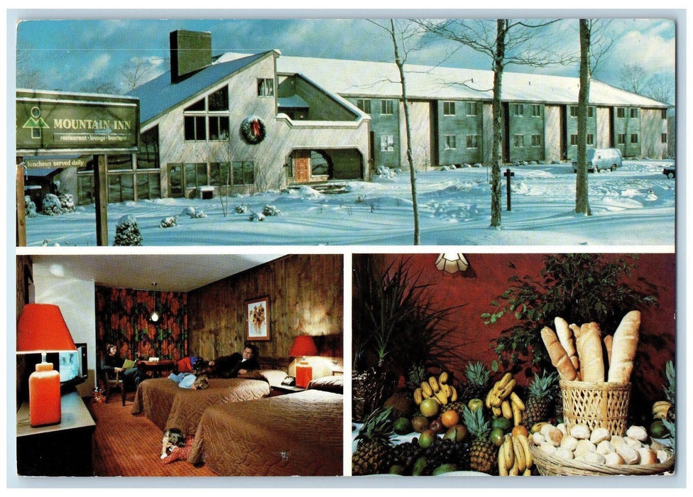 1980 Mountain Inn Front Composite View Winter Restaurant Killington VA Postcard