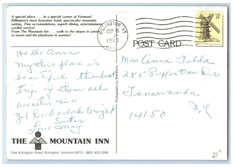 1980 Mountain Inn Front Composite View Winter Restaurant Killington VA Postcard