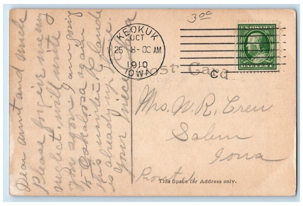 1910 First Lock Des Moines Rapids Canal Keokuk Iowa IA Antique Postcard