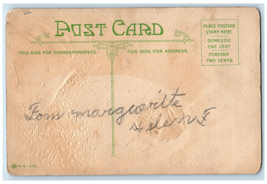 c1910's Joyous Easter Hatched Egg Anthropomorphic Rabbit Embossed Postcard
