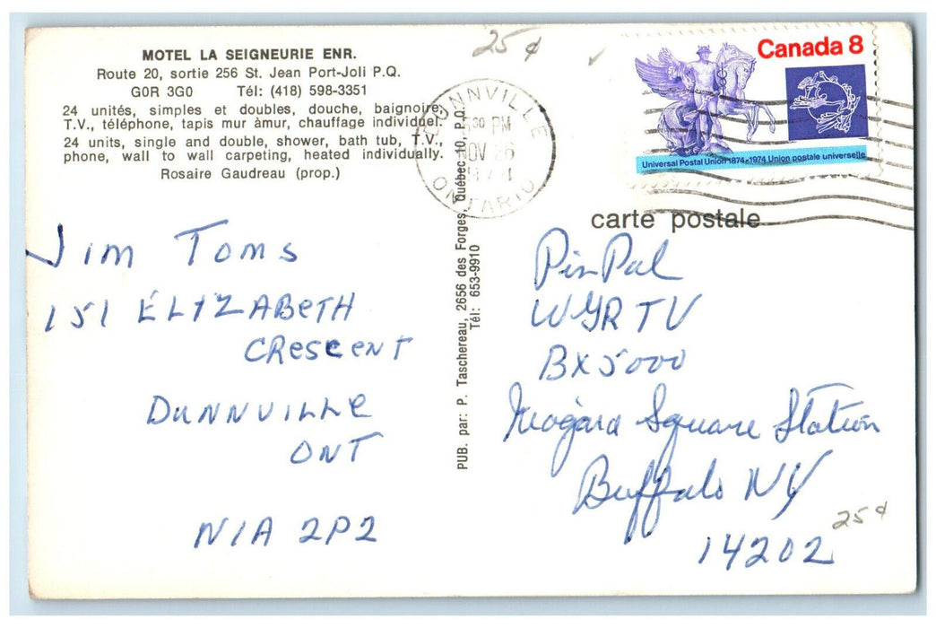 1974 Motel La Seigneurie Enr. Quebec PQ Canada Vintage Posted Multiview Postcard