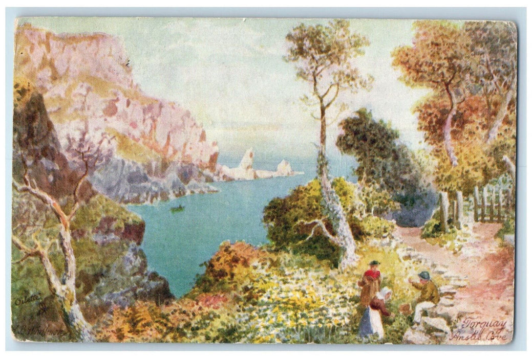 1907 Torquay Series 1 Anstey's Cove England Oilette Tuck Art Postcard