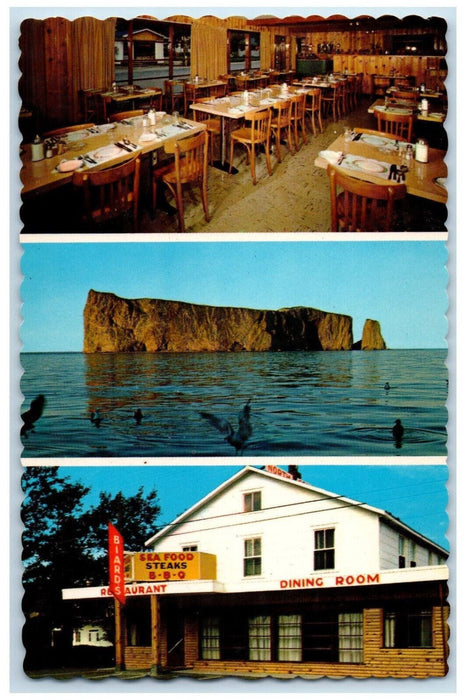 c1960's Biard's Restaurant Perce Quebec Canada Unposted Multiview Postcard