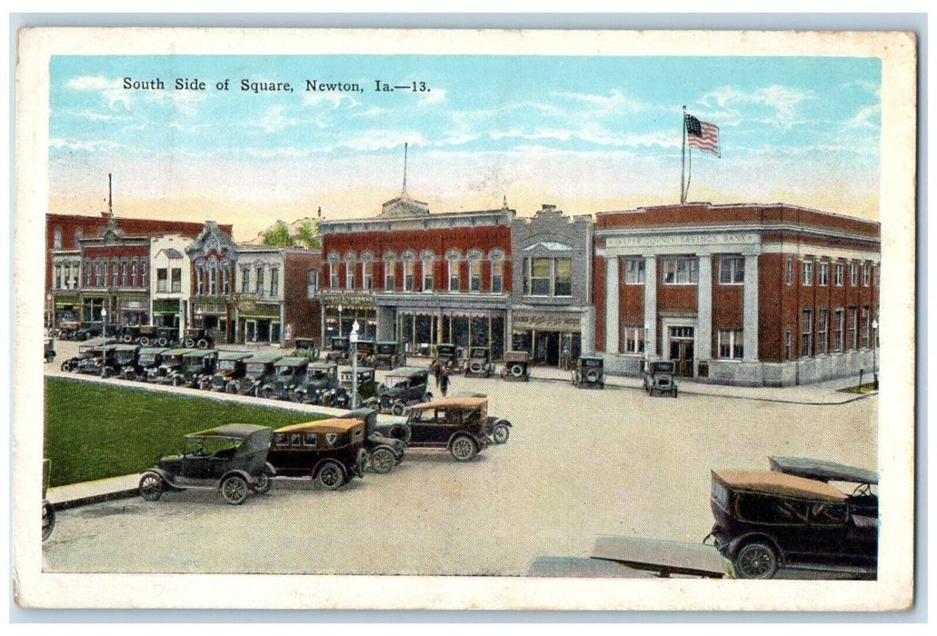 c1920's South Side of Square Newton Iowa IA Unposted Antique Postcard