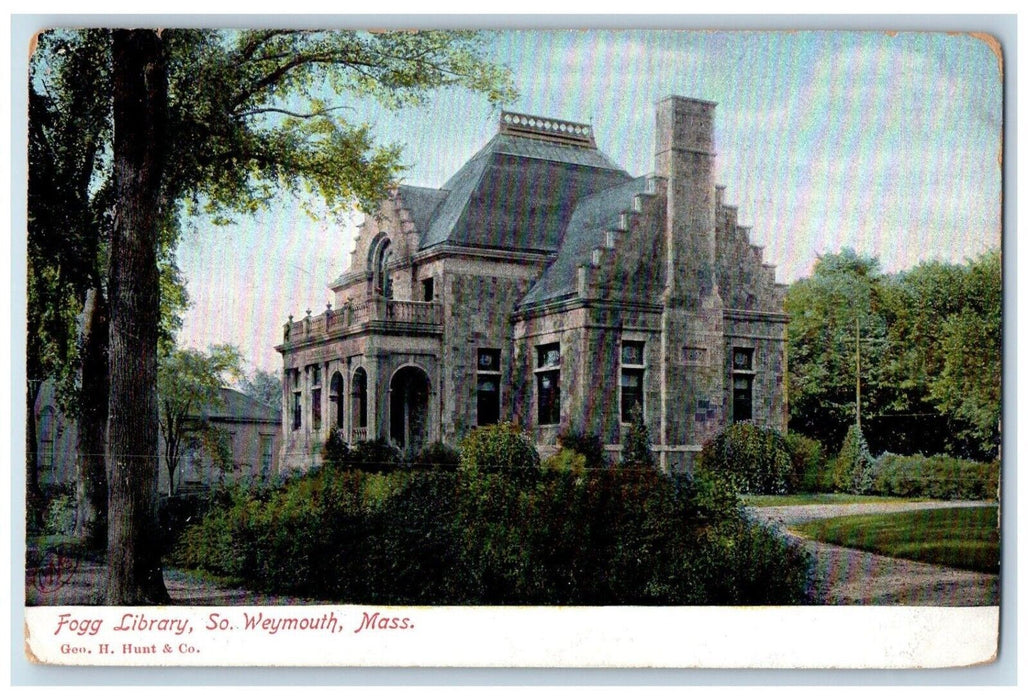 c1905 Fogg Library Building South Weymouth Massachusetts MA Antique Postcard