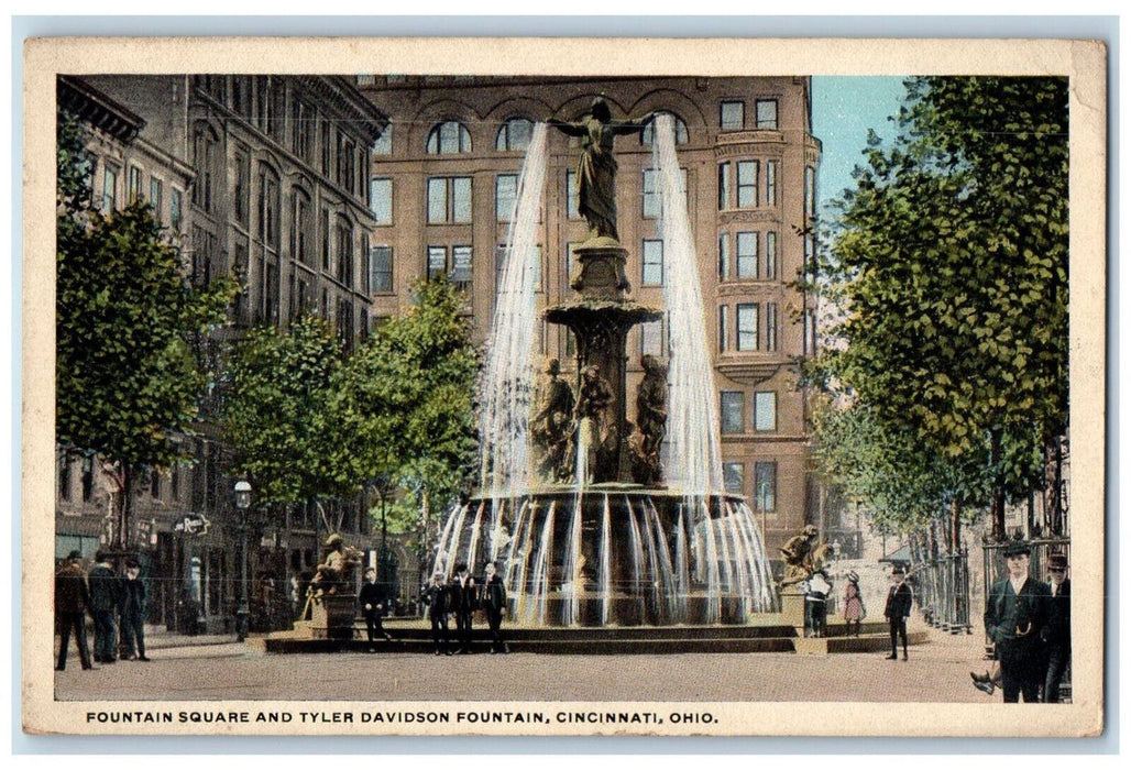 c1950's Fountain Square Tyler Davidson Fountain Cincinnati Ohio OH Postcard