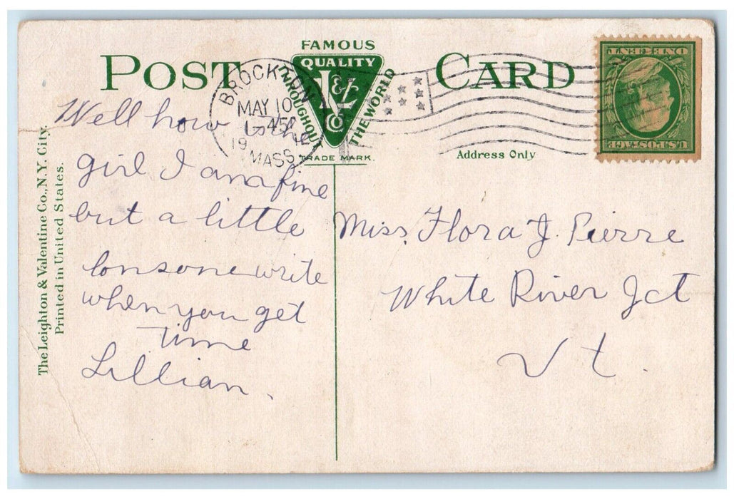 1910 Bank Building Horse Wagon Whitman Massachusetts MA Posted Antique Postcard