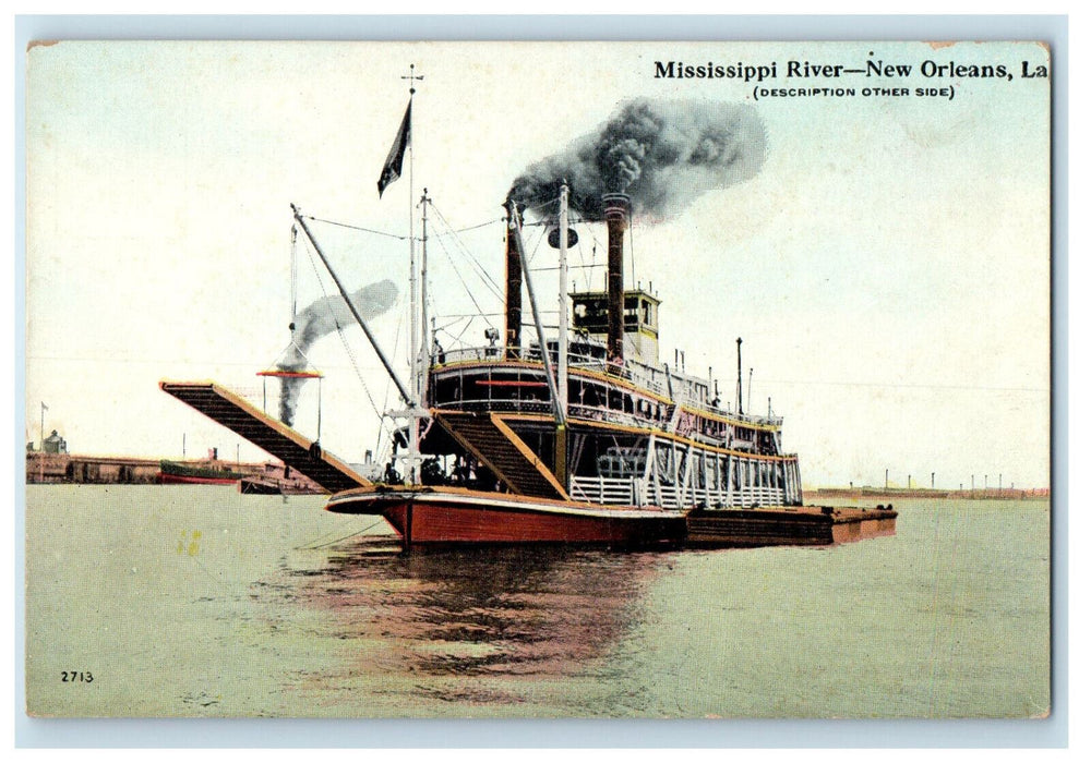 c1910 Mississippi River New Orleans Louisiana LA Unposted Antique Postcard